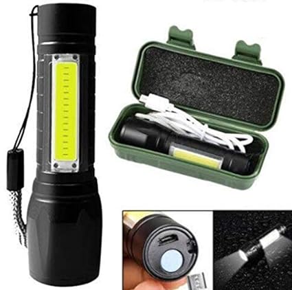 Mini Torch Light Waterproof Portable LED COB Flashlight USB Rechargeable 3 Modes Light Flashlight with Long Range